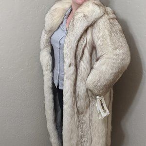 Vtg Silver FOX Fur Long Jacket Coat Size 10